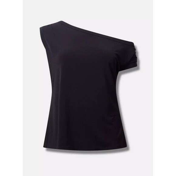 NWT Torrid Studio Knit Off Shoulder Black Cowl Top Size 4 or 26 Plus - Picture 1 of 5